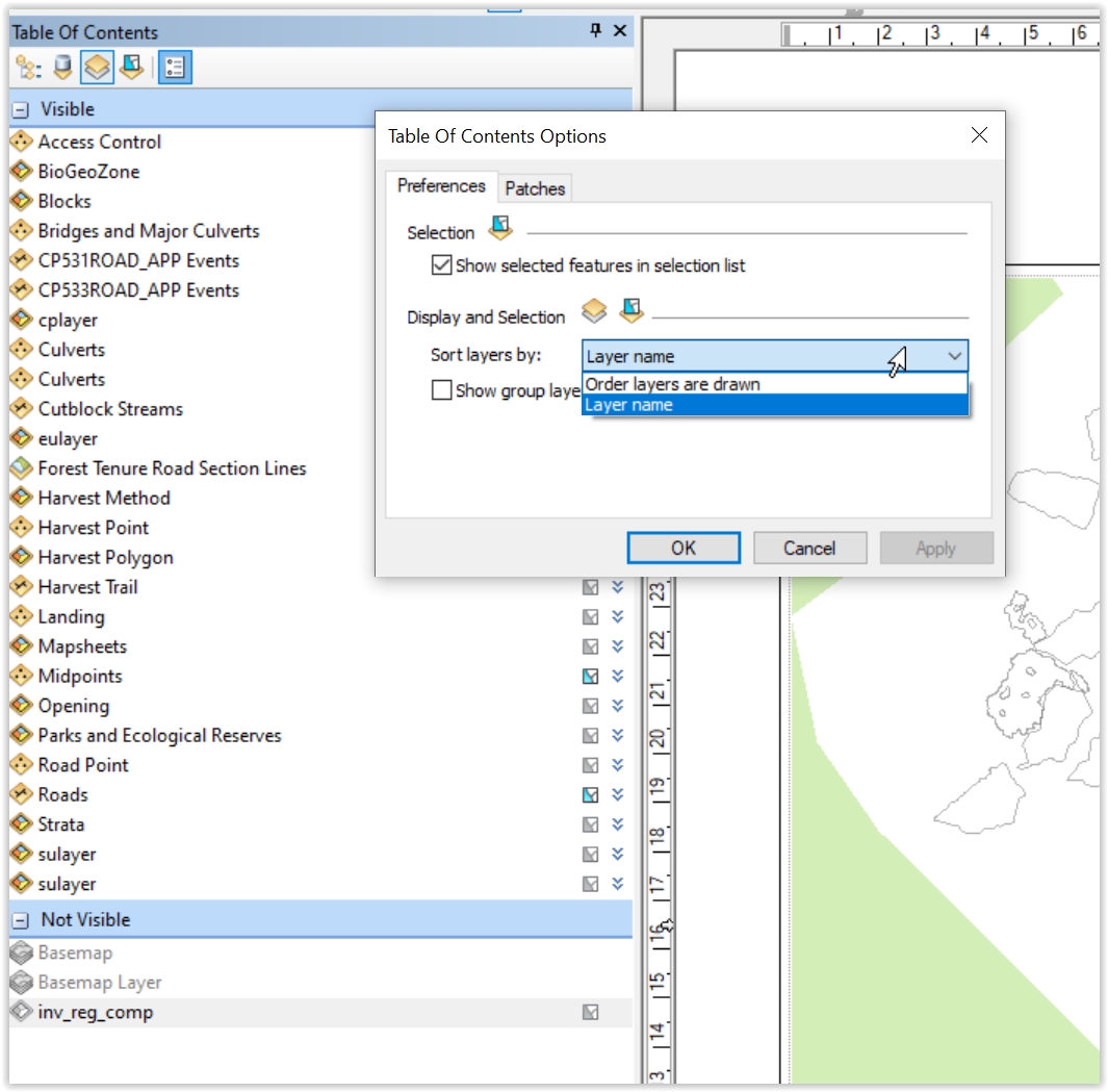 ArcMap Table of Contents